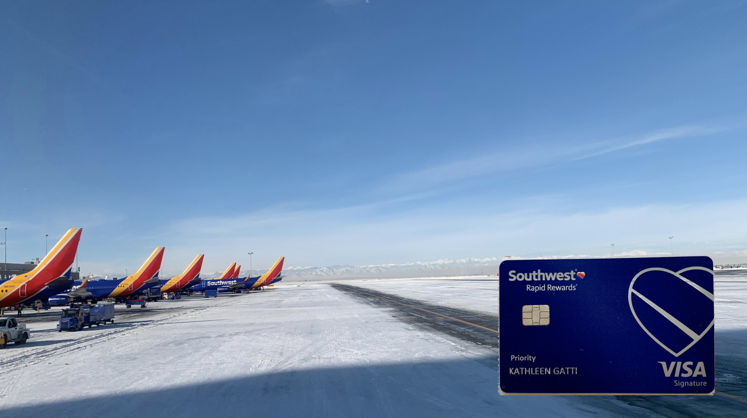   My Southwest Priority card poorly Photoshopped onto a picture I took at the Denver airport in November last year.  