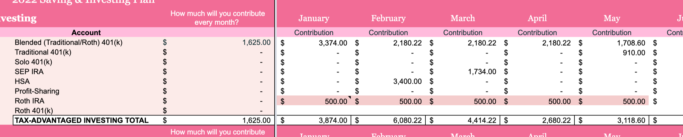   Notice how I marked in red where I had contributed to a Roth IRA this year. (2021 Wealth Planner pictured.)  