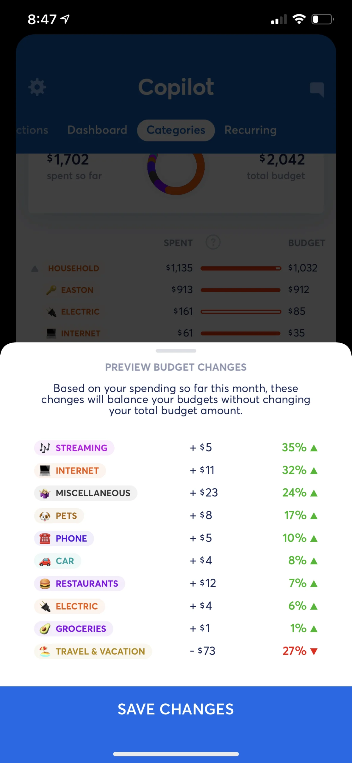   As you can see, the app was smart enough to tell me the exact way I could optimize my budget.    
